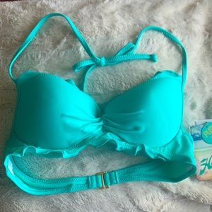 Aqua Green bikini ruffle padded top
